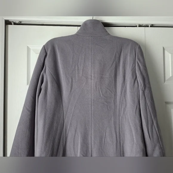 NWOT Garnet Hill Gray Ribbon Candy Ruffle Front Wool Coat Size 18 - Picture 10 of 16